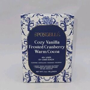 3Pk Spongelle Body Wash Infused Buffer Multi-Use Winter 2025 Vanilla Cocoa Cranb